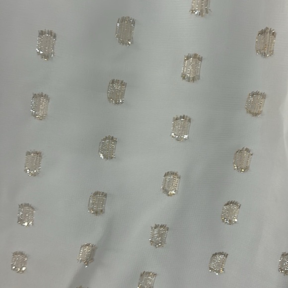 White with Gold Metallic Details Sleeveless V-Neck Top - Crown and Ivy - Picture 3 of 4